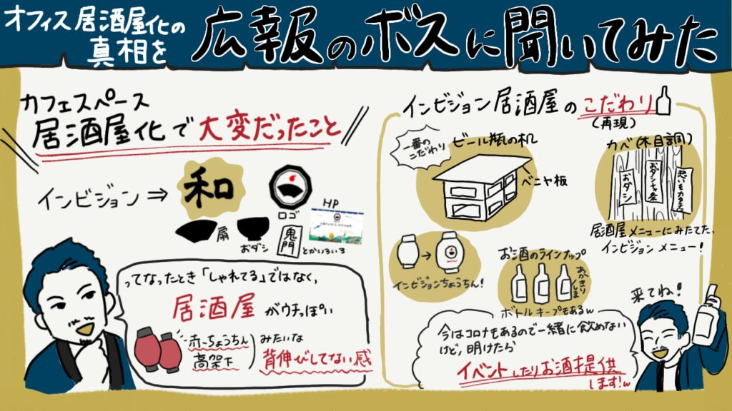 社内に突然居酒屋が出現！真相を広報のボスに聞いてみた